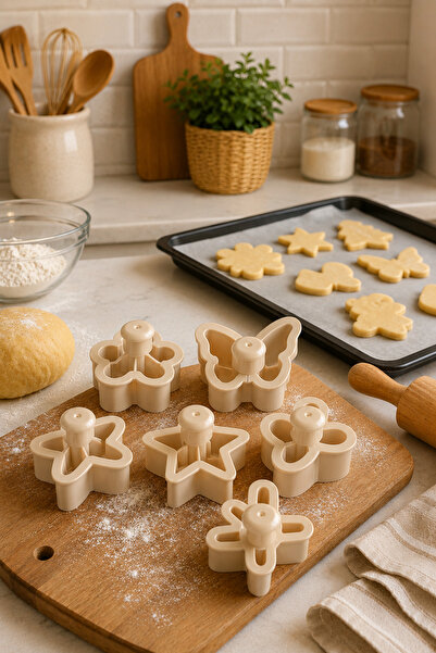 EMİLA HOME Cookie Mold 6 Pieces Beige Color