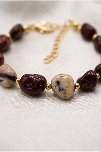 Mijja Genuine Natural Stone Women's Bracelet, Tarnish Resistant, Lacquer Coat...