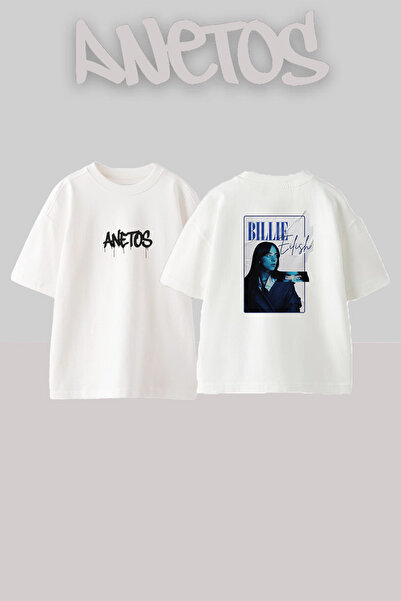 Anetos Billie Eilish_103 Dizajn Štampana Unisex Oversize Bela Majica
