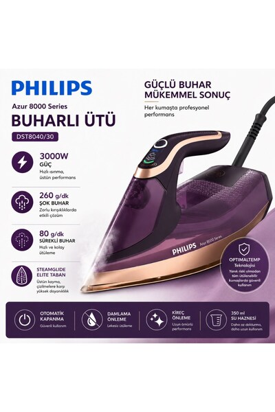 Philips Azur Dst8040/30 8000 Serı 3000w Buhar Utu Otomatik Kapanma Kireç Önle...