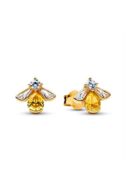 Lovecharm S925 Gold Renk Bal Arısı Iğne Küpeler