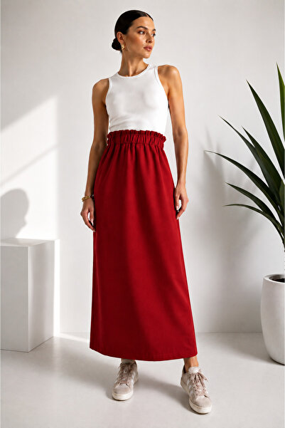 FREYA MODA High Waist Gabardine Skirt