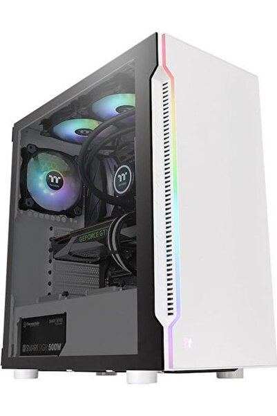 THERMALTAKE H200 TG Snow RGB Gaming Midi Tower Carcasă PC cu Fereastră Latera...