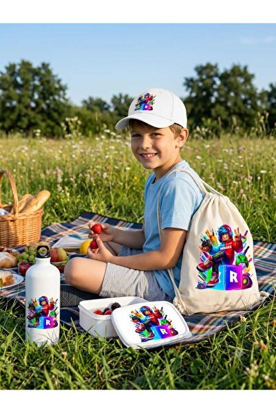 Green Print Set Personalizat Roblox - Rucsac Canvas, Sapca, Caserola Pranz si...