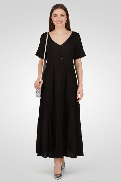 Epiphany Women Plain Midi Dress, Black