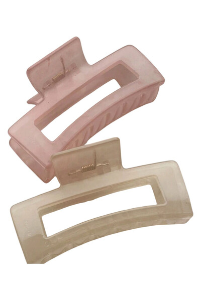 OEM Set 2 buc cleme de par pentru femei, roz si bej, patrate