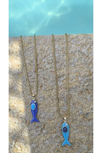 Handmade Χρυσό ατσάλινο κολιέ με ψάρι