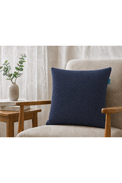 Rolivs وسادة زخرفية ذات ملمس طبيعي 45x45 سم - حجر أزرق داكن