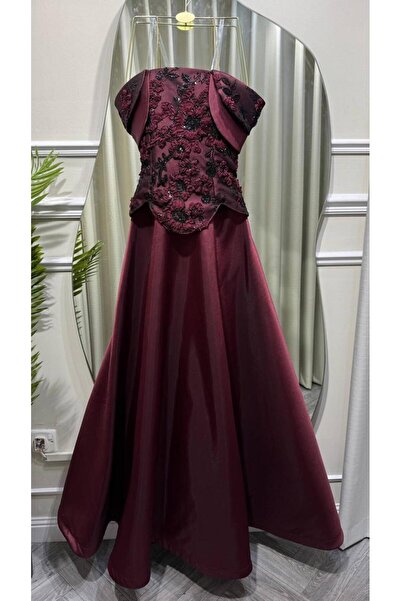 Mar style Luxury Floral Embroidery Evening Dress Off Shoulder Gown