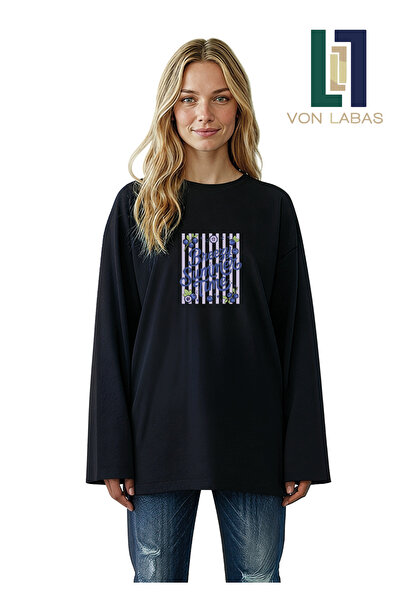 Grafftee Clothing Geniş Kol Oversize Uzun Kollu Tshirt %100 Pamuklu Baskılı Y...