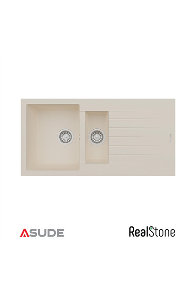 RealStone P005 Troya 1.5 Göz Damlalıklı Granit Evye 1000x500 mm Antrasit