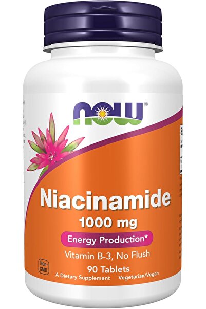 Now Foods, Niacinamide 1000 mg 90 Tablets Usa Menşeii DaphneLabs