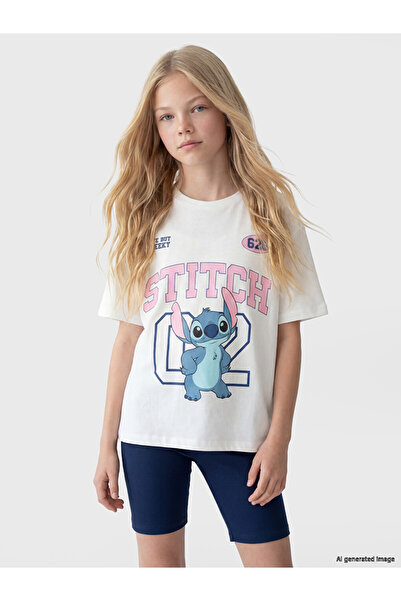 LC Waikiki Lcw Kids White Stitch Printed Girls' Set