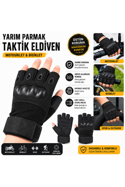 beneficio Yarım Parmak Taktik Eldiven Motosiklet Eldiveni Bisiklet Eldiveni D...