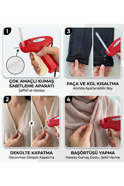 SEVDİK Paça Kısaltma- Dekolte Kapatma - Başörtüsü Kılçık Tabancası 5 mm 500 A...