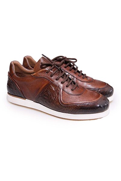 FRANCO CALVANI Chocolate Color Lace-Up Genuine Leather Men's Shoes