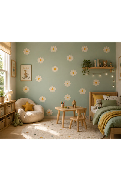 cyatelier Papatya Sticker, Duvar Süsü, Çocuk Odası Sticker, Dekoratif Duvar S...