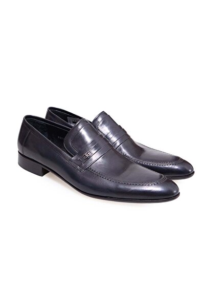 FRANCO CALVANI Dark Blue Color Laceless Genuine Leather Men's Shoes