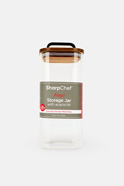 Sharp Chef Storage Jar With Acacia Lid, Transparent