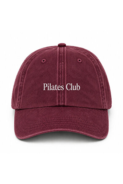 WeavedCo Pilates Club White Embroidered Hat, Pilates Club Vintage Washed Base...