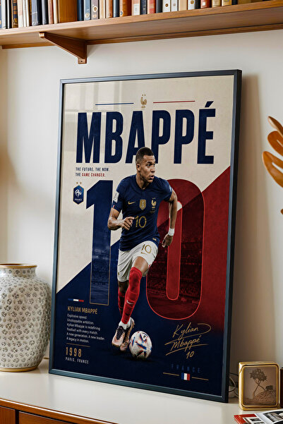 e2nova Mbappe Çerçeveli Tablo Lüks Futbolcu Duvar Posteri Premium Odası Dekor...