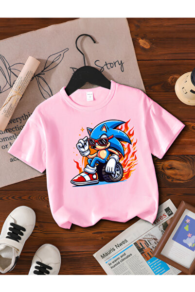 MAGORS تيشيرت للأطفال من SONIC THE HEDGEHOG بطبعة الموسم الجديد وياقة دائرية ...