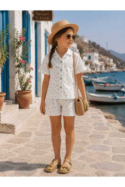 CoolCix Girl's Summer Floral Dsn Muslin Shorts and Shirt 2-Piece Set