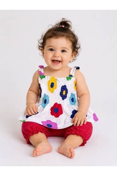 Oz Baby طقم صيفي للبنات الصغيرات مع شورت بحمالات مرنة مصنوع من القطن للأعمار ...