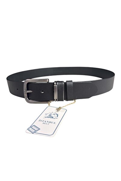 İstanbul Belt Erkek 4cm Kemer - Tek Katmanlı Sığır Derisi - Gümüş Ton Toka 2442