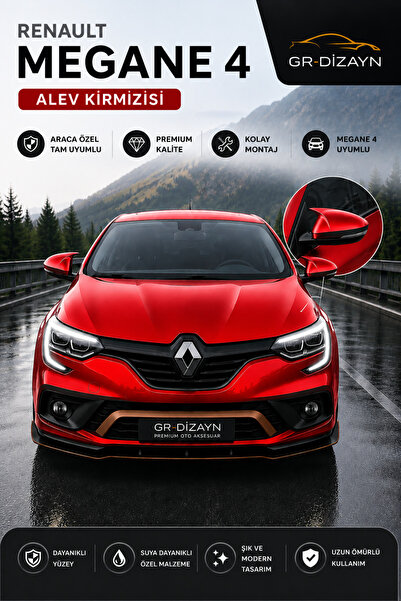 GR-Dizayn RENAULT MEGANE 4 ARACA ÖZEL BOYALI YARASA AYNA KAPAĞI A+ ALEV KIRMI...