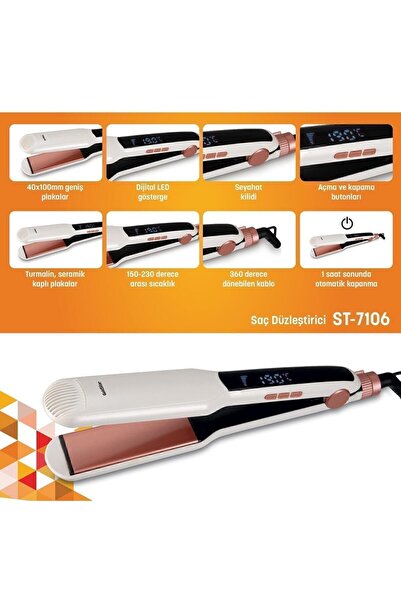 GoldStar St-7106 Hair Straightener with Thick Ceramic and Keratin Plate with ...