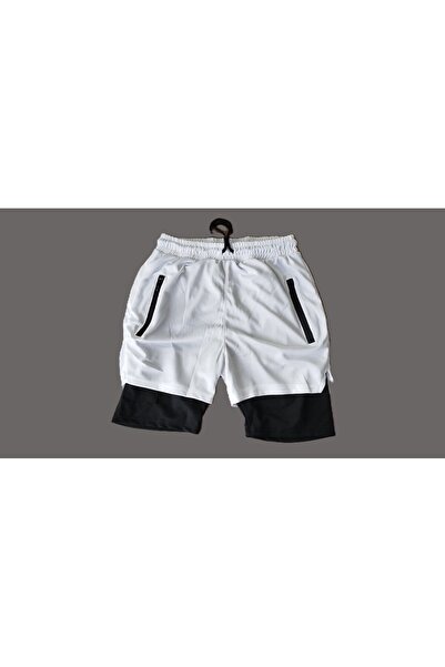 Machi Makiteks White Quick Dry 2 in 1 Adult Unisex Sport Unprinted Tights Sho...