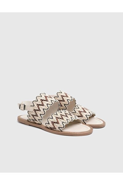 İLVİ Minel Genuine Leather Women's Cream Sandals