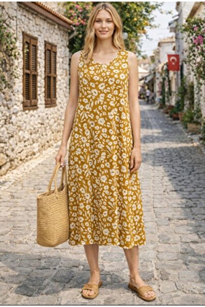 BUTİK AYVİTRİN Women's Patterned Crew Neck Dress