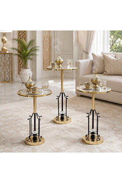 laverahome طقم 3 طاولات ذهبي أسود – خدمة فاخرة – تصميم عصري بلمسة ملكية – أسود |