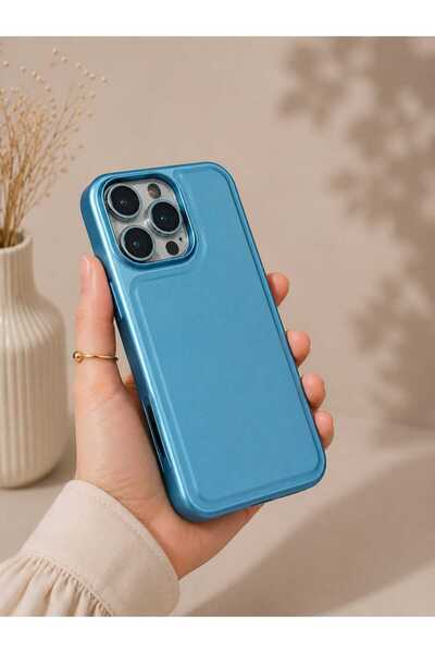 Case iPhone 16 Pro Max Metalik Mavi Soft Touch Magsafe Uyumlu Kamera Korumalı...