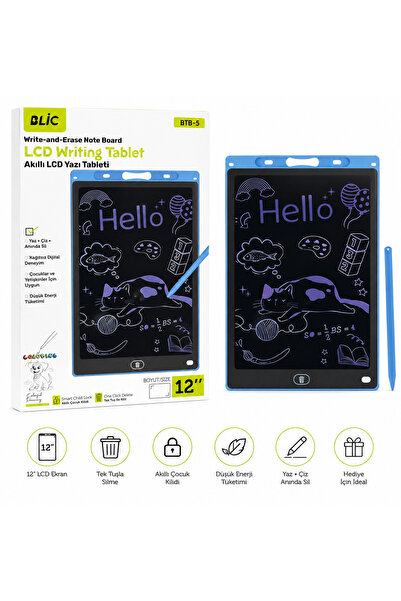 Blic 12” LCD Yazı Tableti Siyah Akıllı Dijital Not ve Çizim Tableti