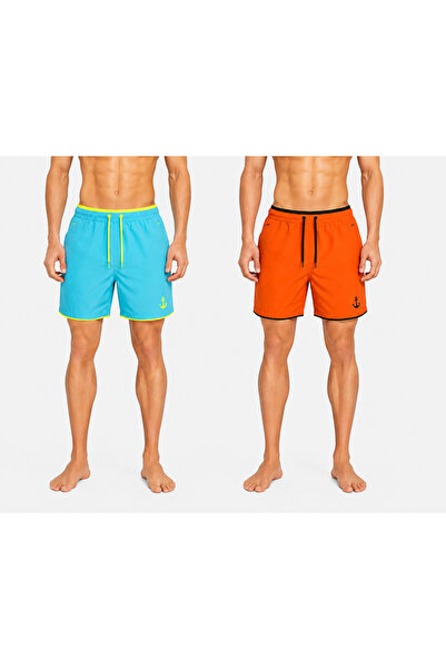 Karatopak 2-Piece Pocket Zipper-Lined Colorful Swim Shorts