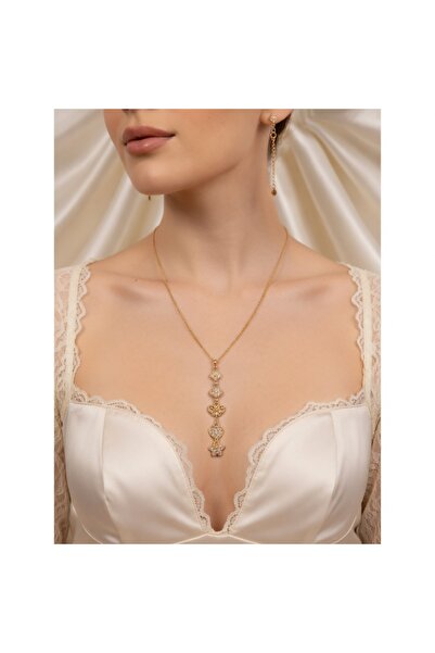 Multi JEWEL Zircon Stone Clover Pendant Y Model Steel Necklace