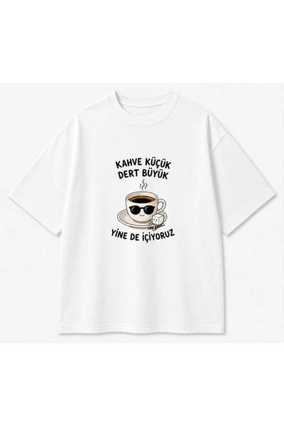 EYMORA Coffee Small Problem Big We Still Drink It Printed Unisex White T-Shir...