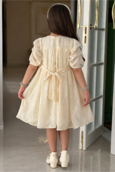 JO FASHION Girls' Short Length Dress with Soft Design in Beige Color