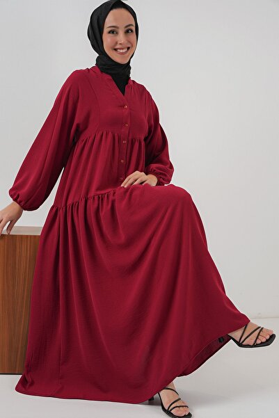 Hiccup Bdart V-Neck Buttoned Relaxed Fit Maxi Dress