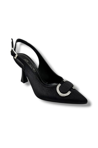 Cakgo Desire 452-26 Striped Satin Stone Buckle Thin Heel Women's Stiletto 8.5cm