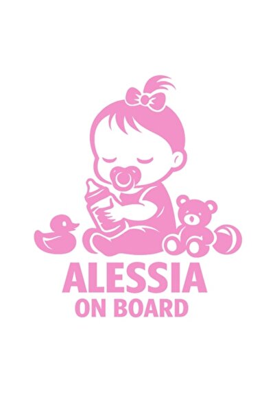 OEM Autocolant decorativ auto  "ALESSIA LA BORD ", 10cm, Roz