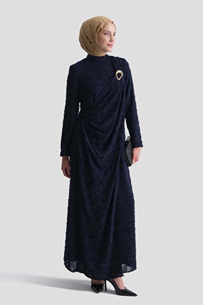 Armine Lace Evening Dress Navy Blue