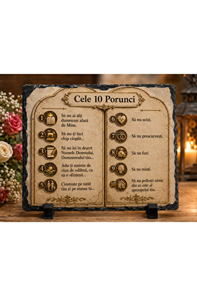 hiperborea Placă ardezie creștină -Cele 10 Porunci - Cadou creștin cu verset ...