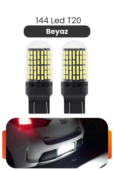 Asdelya T20 144 LED Beyaz LED Ampul W21W 7440 Geri Vites Park Plaka Aydınlatm...