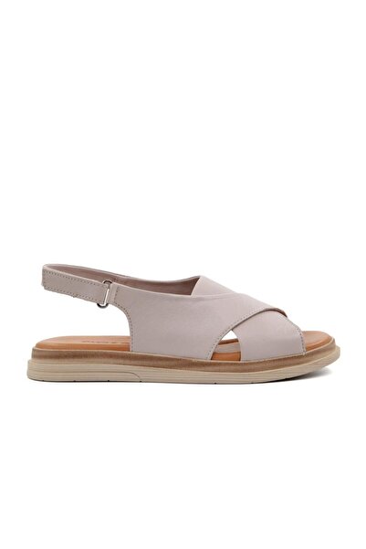 Castle Black 45256 Genuine Leather Beige Women's Sandals
