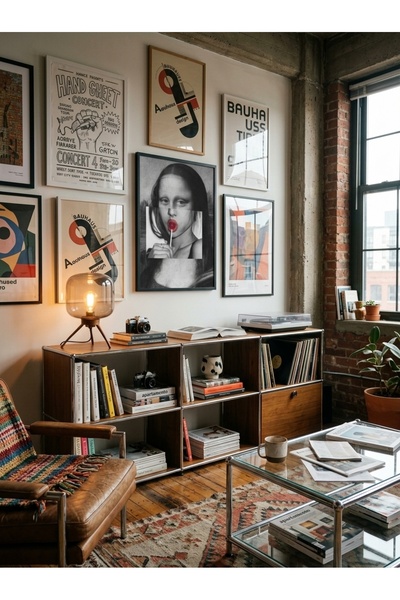 Modern Minimal Soyut Bohem Ahşap Çerçeveli Tablo Çerçeveli Poster Ev Dekorasyonu Duvar Dekoru Lollipop