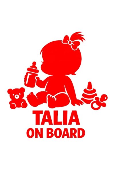 OEM Autocolant decorativ auto  "TALIA ON BOARD ", 10cm, Roșu
